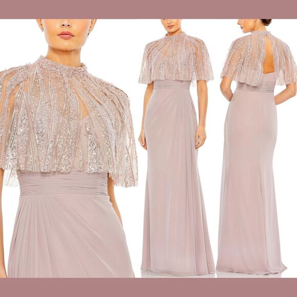 Mac Duggal Dresses & Skirts - NEW $598 Mac Duggal [ 12 ] Sleeveless Gown with Embellished Cape 20467 Rose J141